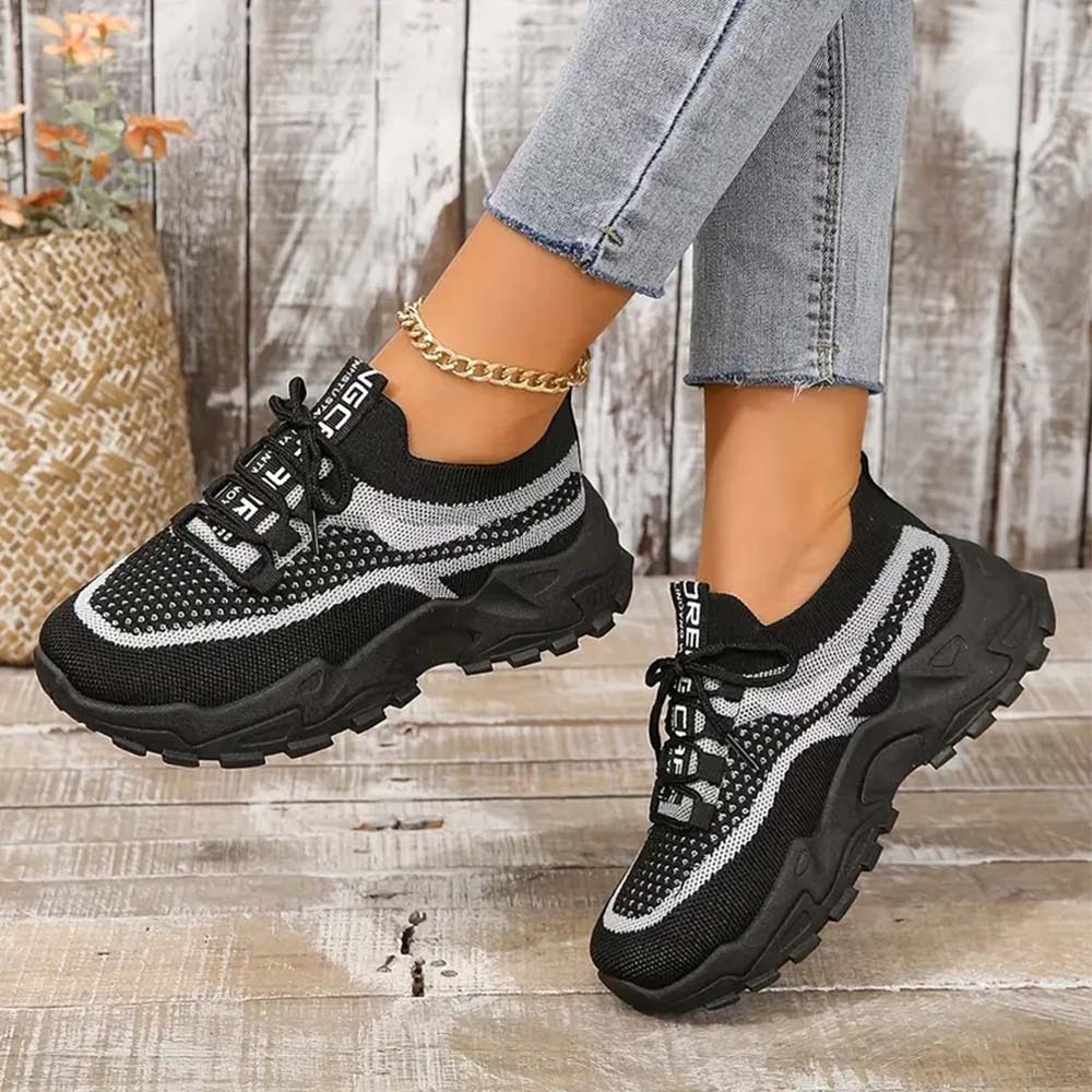 Zapatillas de deporte de suela gruesa de malla transpirable para mujer