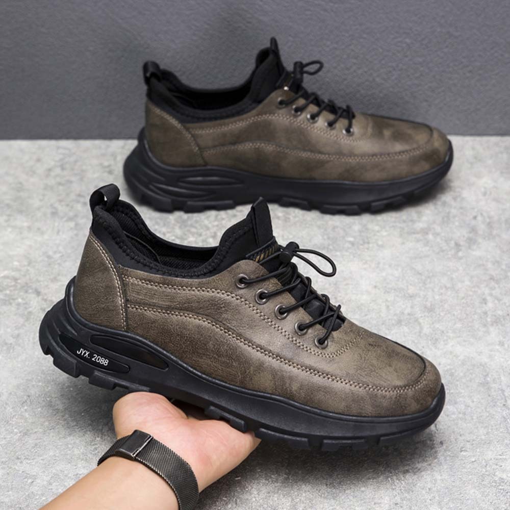 Zapatillas casual hombre de piel con cordones