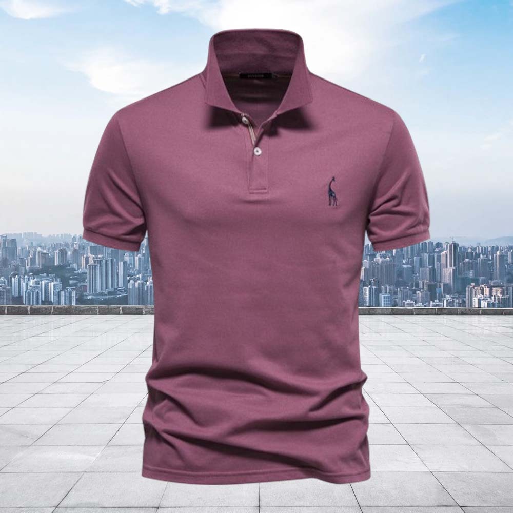Smiledeer Men's Casual Giraffe Embroidered Short Sleeve T-Shirt Polo Shirt