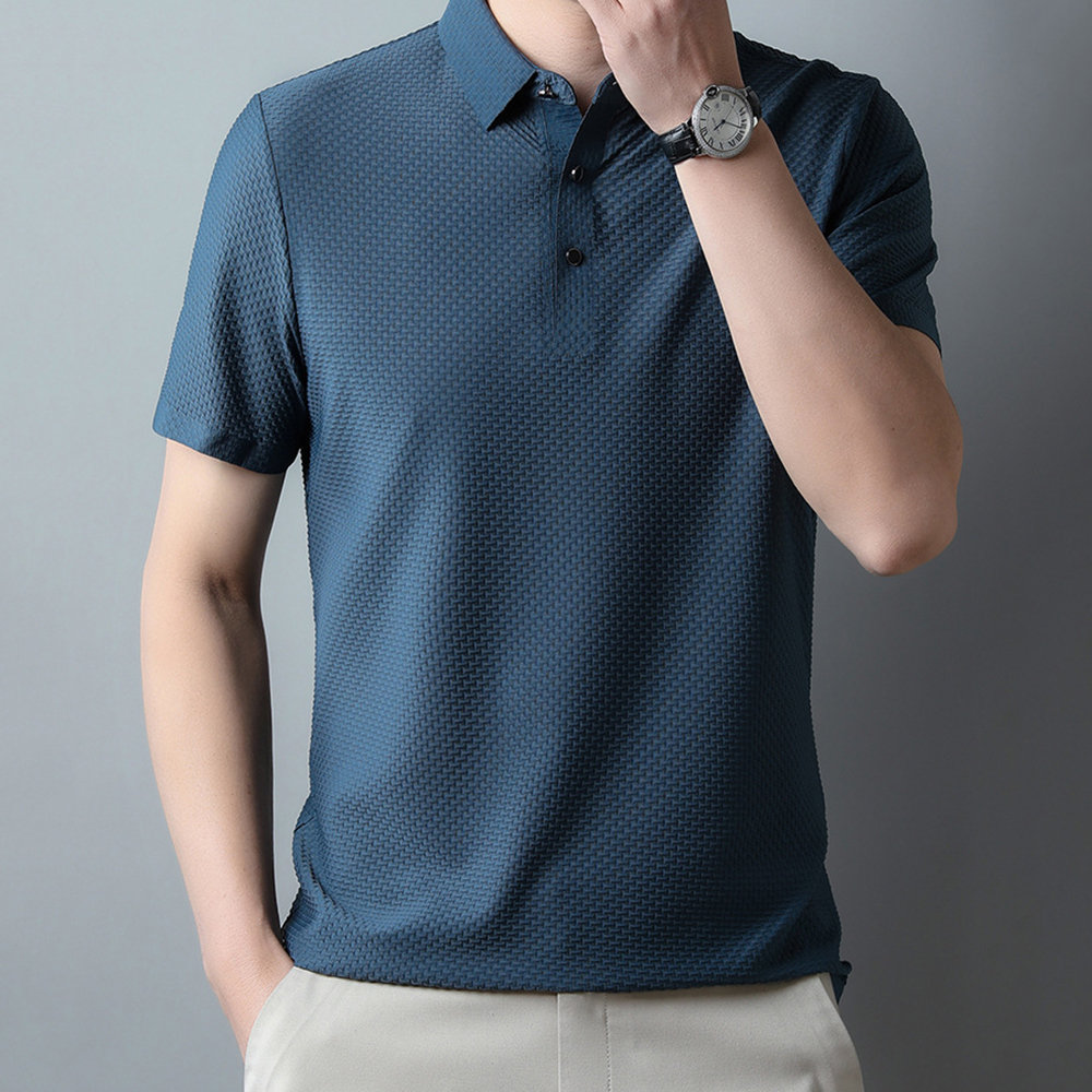 Sparkrhythm Summer new men's mesh ice silk solid color POLO shirt short-sleeved T-shirt