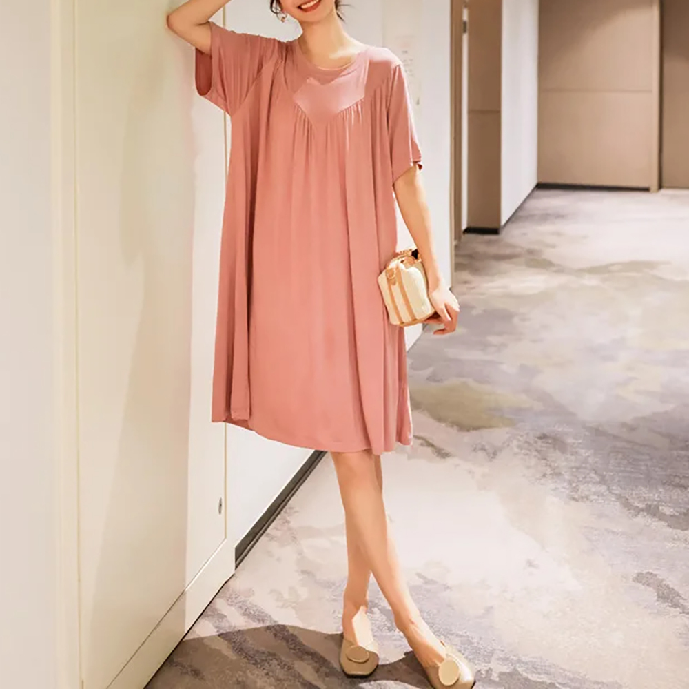 2024 Nuevo vestido de pijama suelto de manga corta súper suave y fino