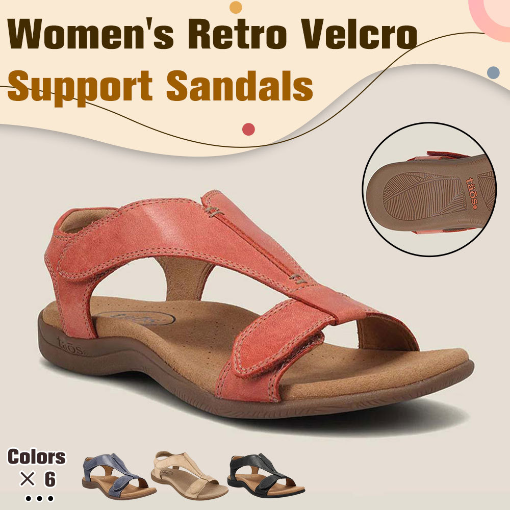 Hojanaranja Nuevas sandalias de cuña con velcro retro de verano.