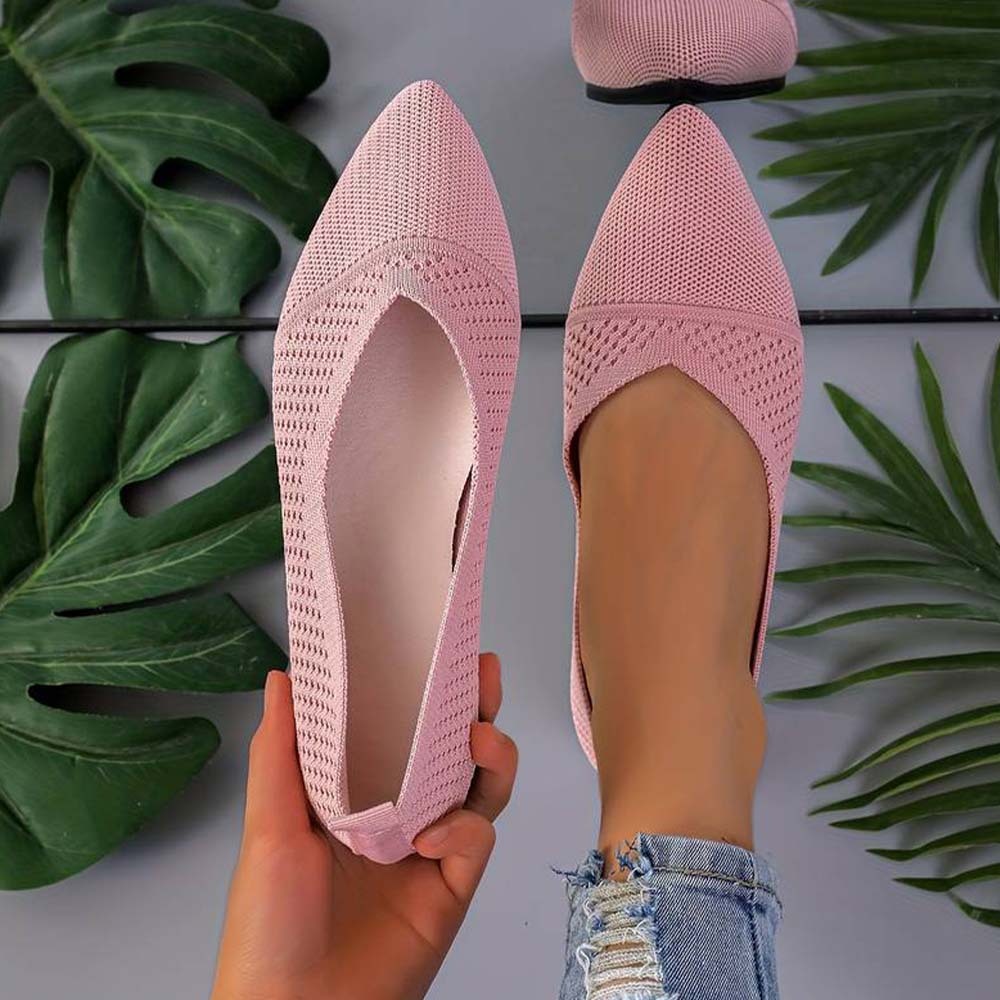 Zapatos planos de punto con punta en punta para mujer