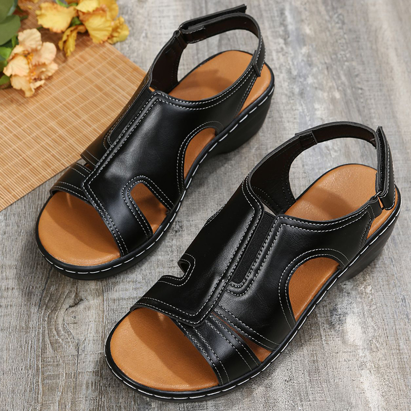 Sandalias de cuero de alta calidad de verano 2024 para mujer