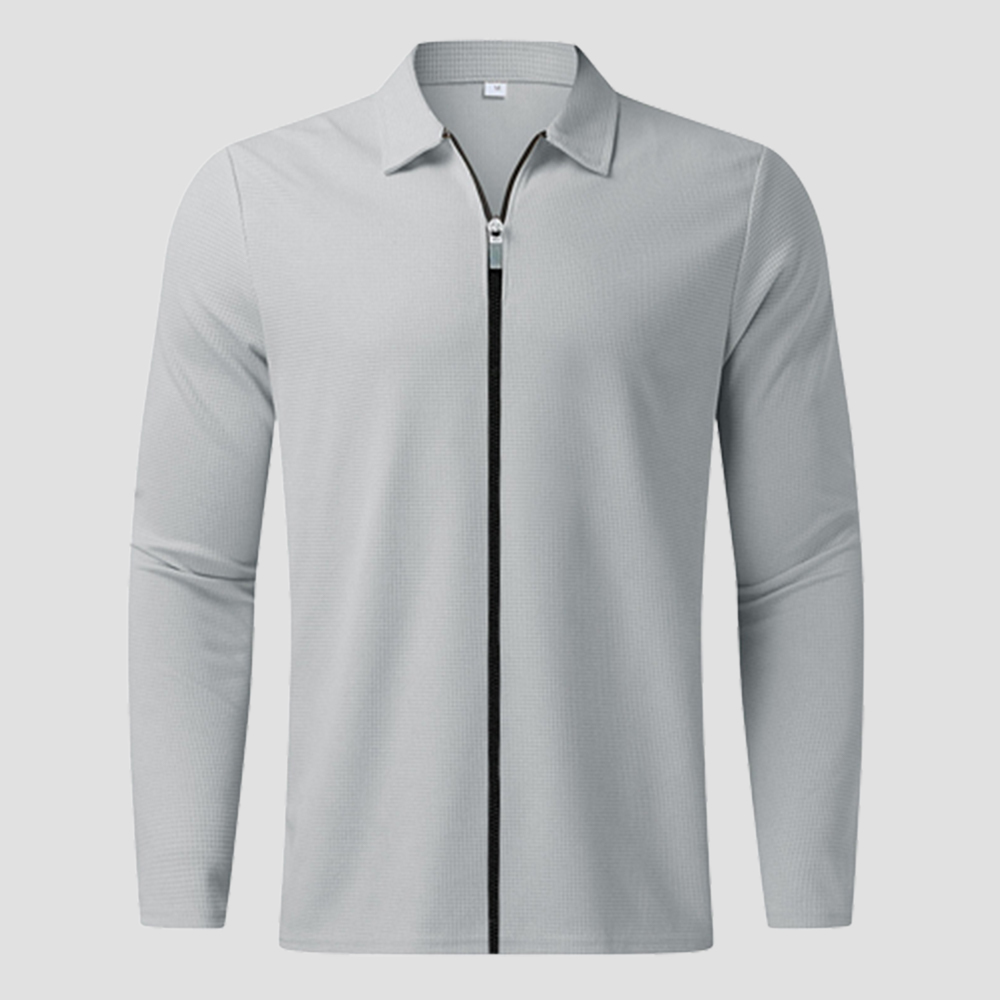 Olivoslindo Nueva chaqueta informal con solapa y cremallera tipo gofre para hombre