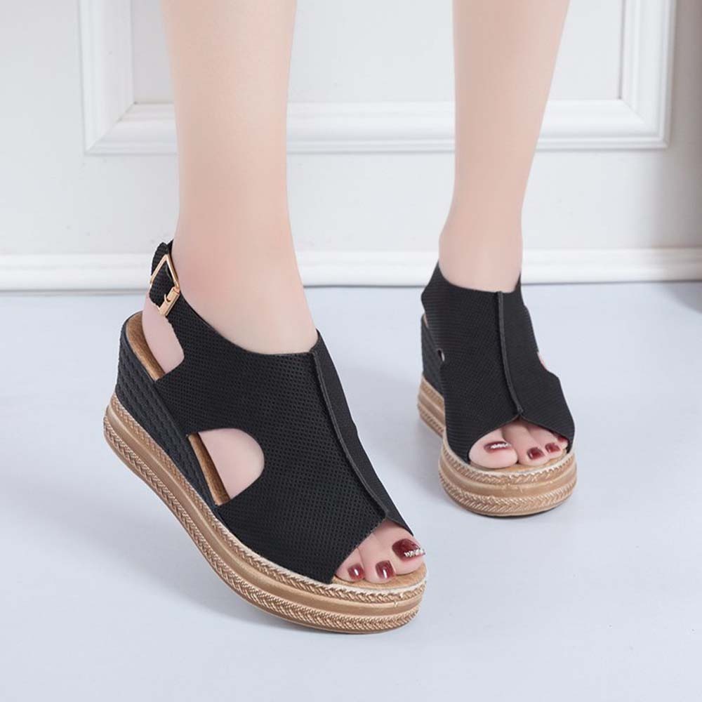 Hojanaranja 2024 nuevas sandalias de boca de pez con cuña de moda