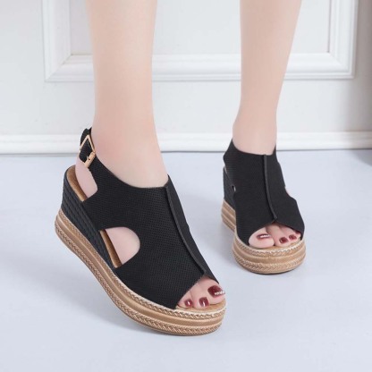 Hojanaranja 2024 nuevas sandalias de boca de pez con cuña de moda