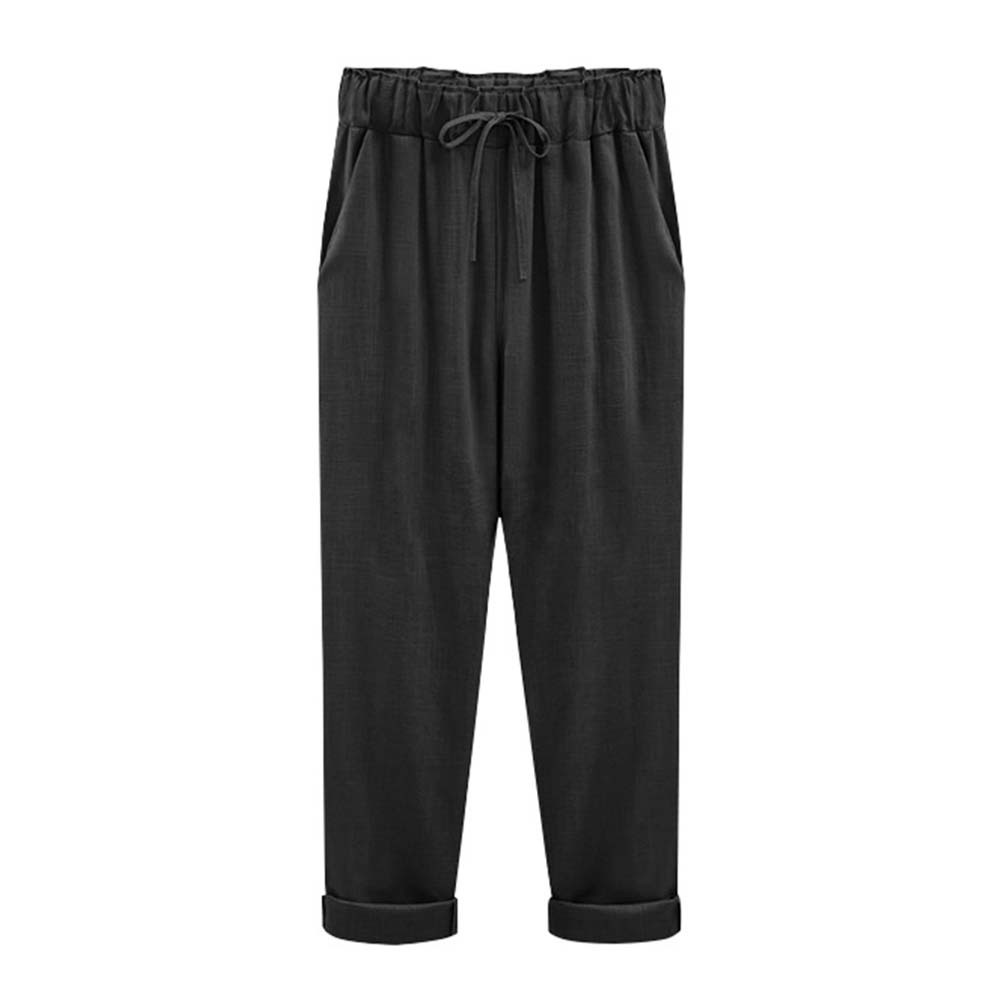 Pantalón de mujer holgado de algodón y lino, ligero y transpirable