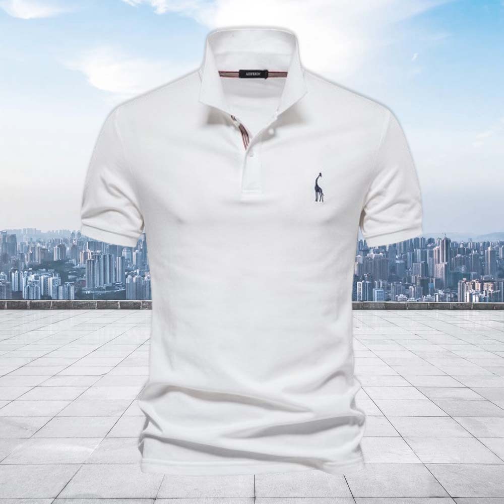 Men's Casual Giraffe Embroidered Short Sleeve T-Shirt Polo Shirt