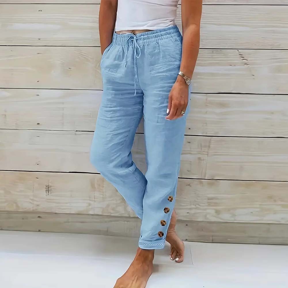 Spring Women's Slim Button Casual Pants