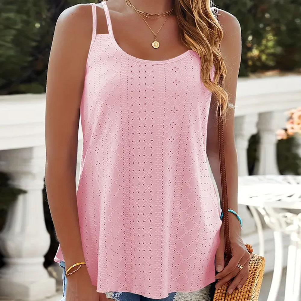 Summer Ladies Scoop Neck Double Straps Sleeveless Camisole