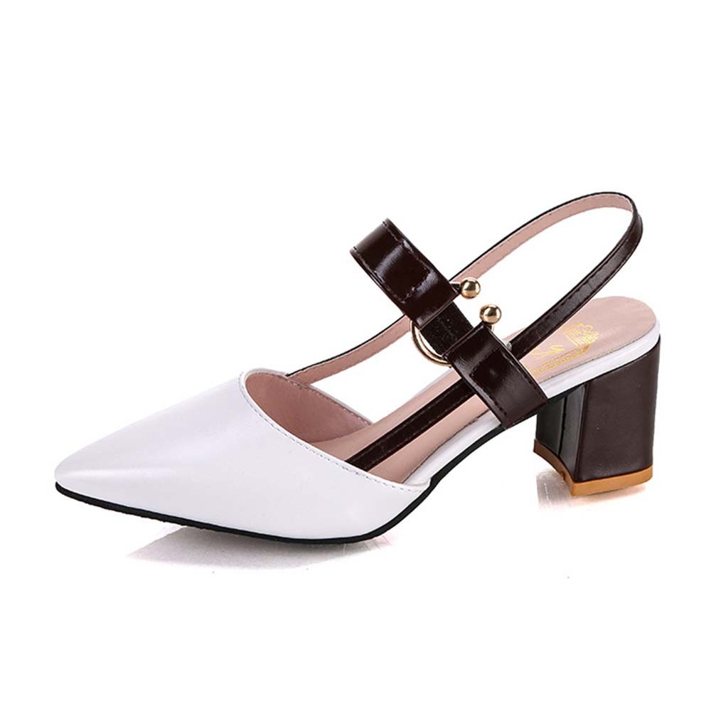  Hojanaranja Sandalias de tacón grueso de mujer con punta en punta de moda de verano