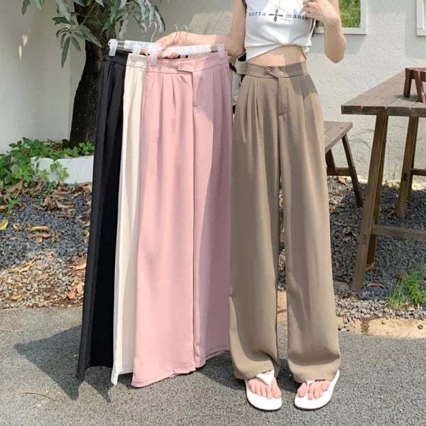 Ladies casual loose high waist suit pants