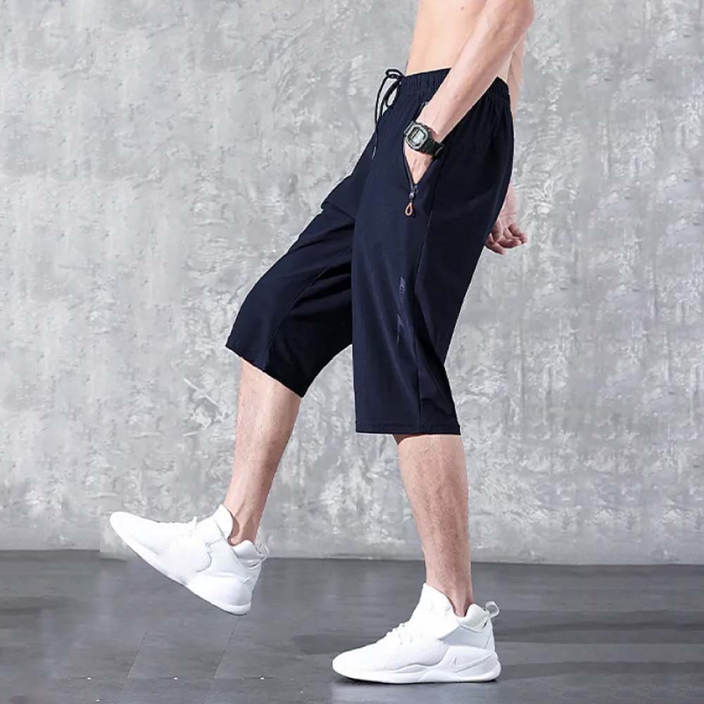 Pantalones deportivos casuales de talla grande rectos de seda de hielo elásticos finos para hombre