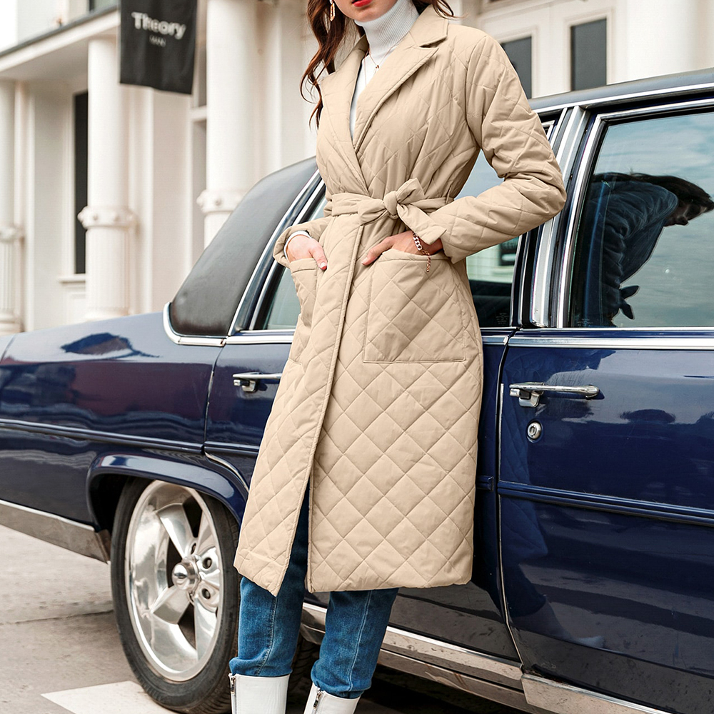 New winter women's over-the-knee mid-length cotton jacket