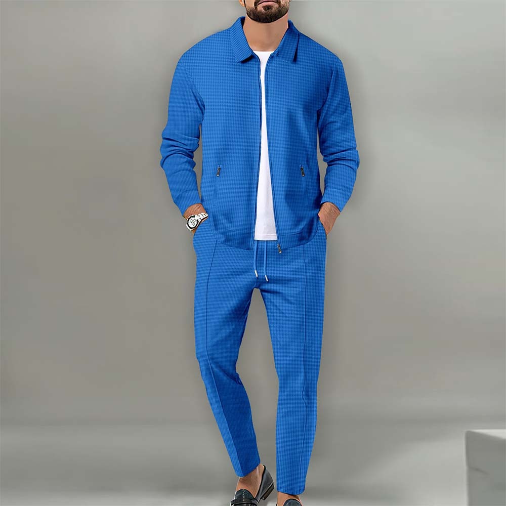 Smiledeer Men's new waffle casual sports 2-piece set