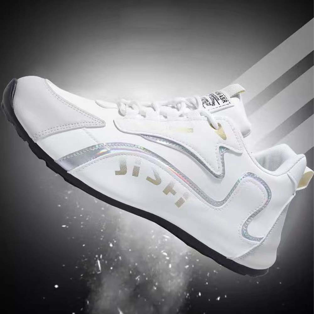 New men's leather lace-up color block sneakers