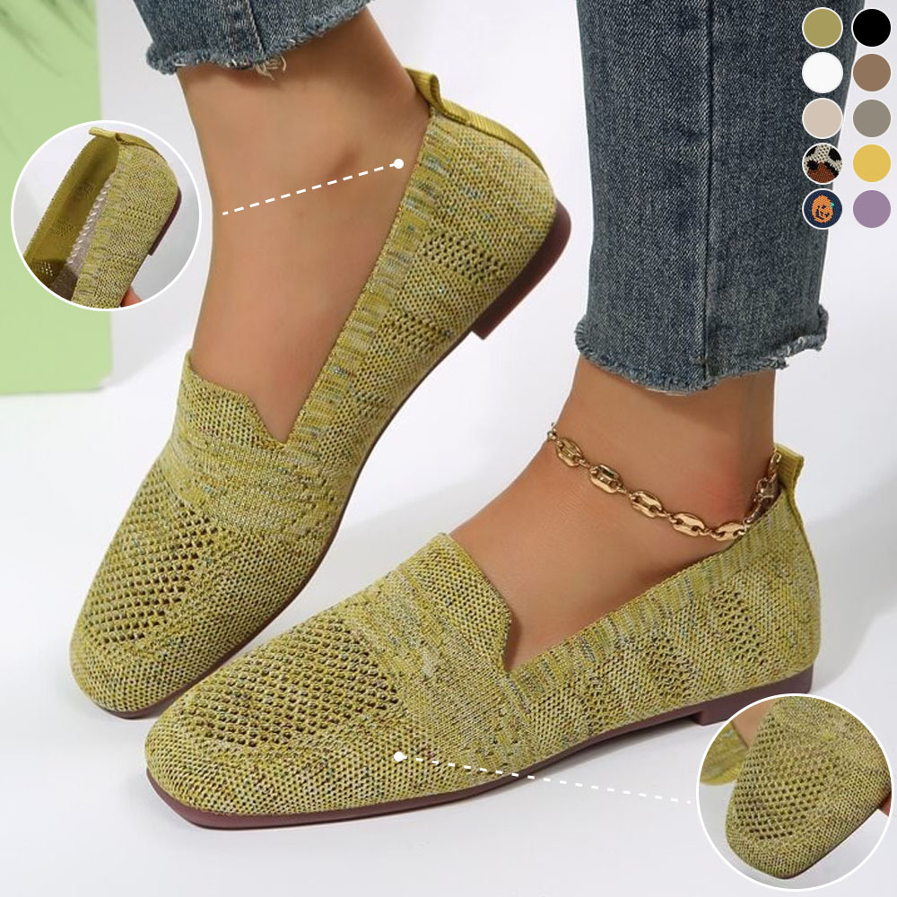 Smiledeer Spring and Autumn Knitted Breathable Flat Casual Shoes for Women
