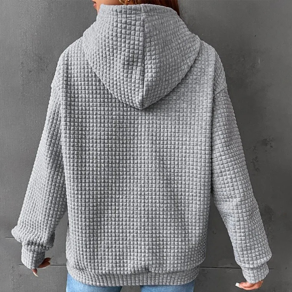 Olivoslindo Jersey de mujer con pespunte gofrado primavera, jersey holgado con capucha y manga larga