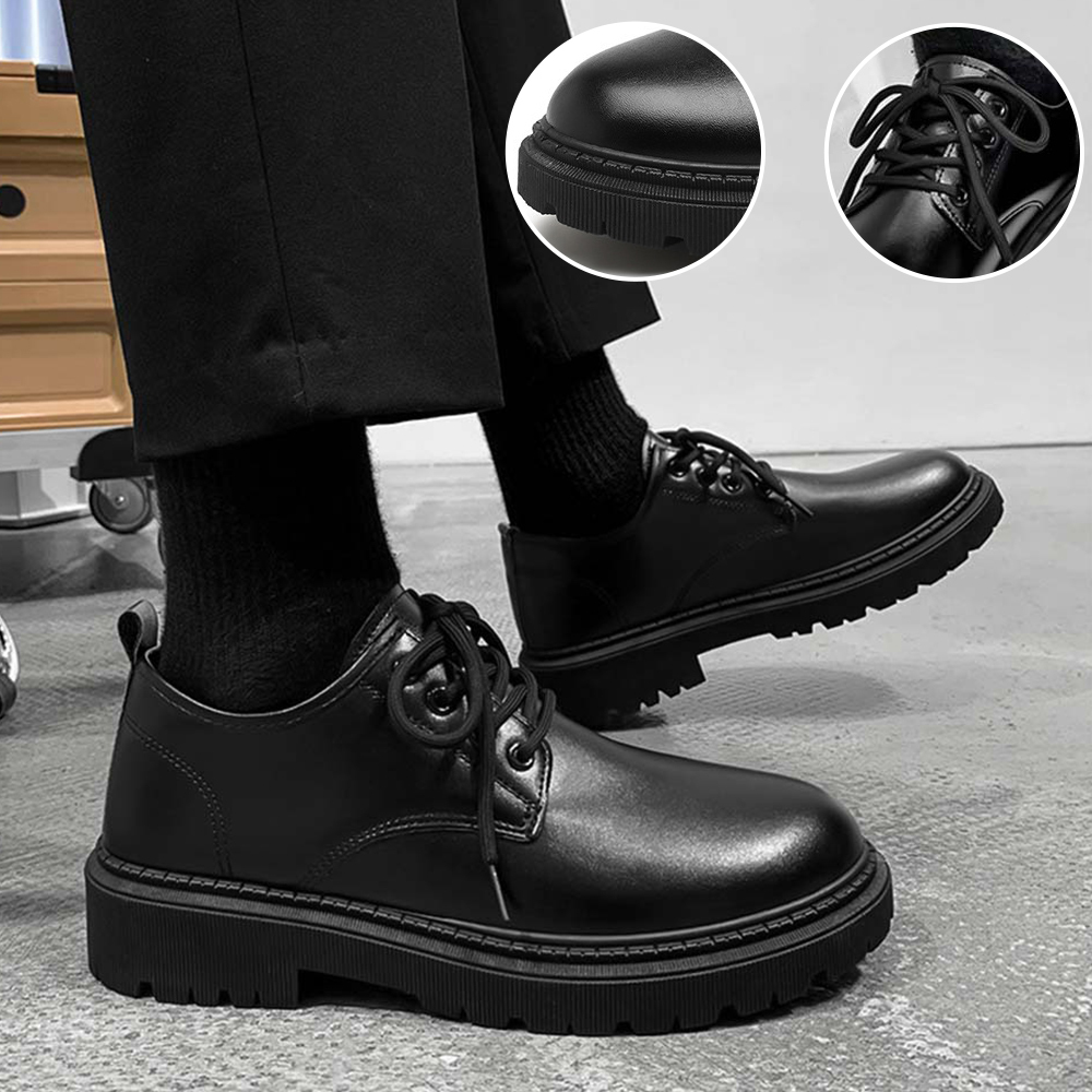 Nuevos zapatos de cuero con cordones de estilo británico para hombre