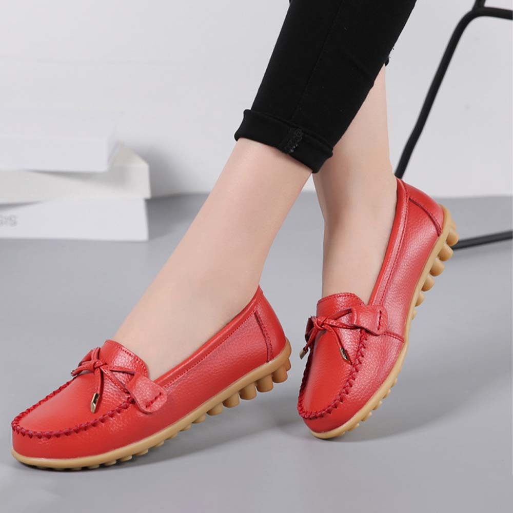 Mocasines de cuero con suela suave y transpirable para mujer Zapatos casuales