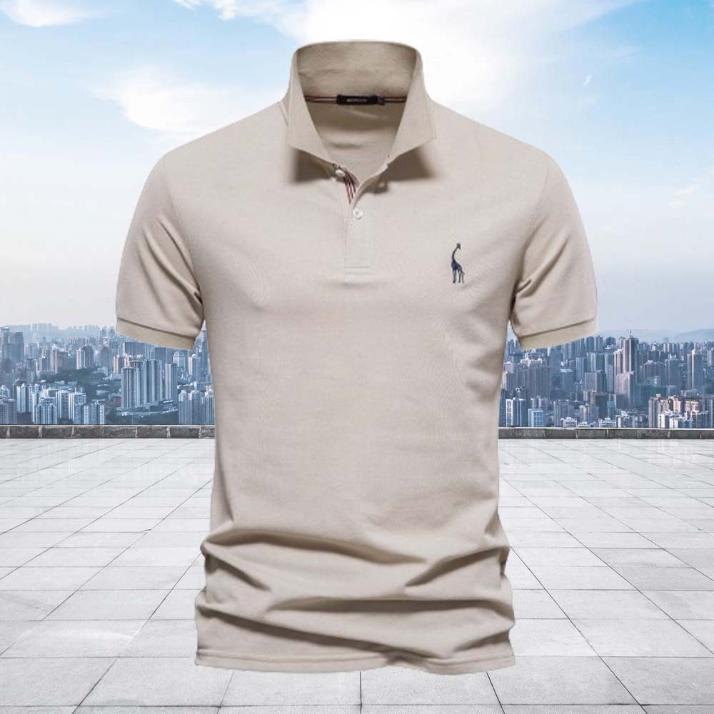 Smiledeer Men's Casual Giraffe Embroidered Short Sleeve T-Shirt Polo Shirt