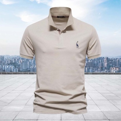 Smiledeer Men's Casual Giraffe Embroidered Short Sleeve T-Shirt Polo Shirt