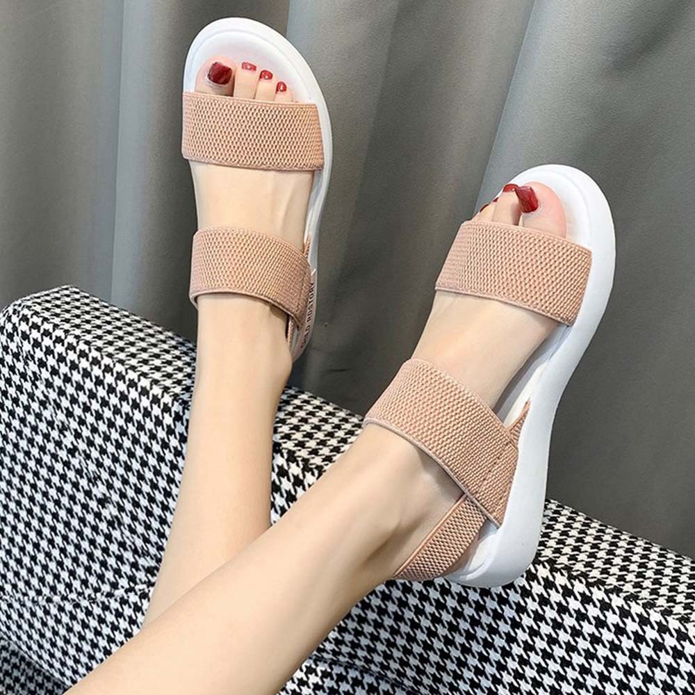 Sandalias deportivas cómodas con soporte plano para mujer