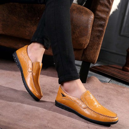 Zapatos casuales de cuero cómodos y sin cordones para hombre