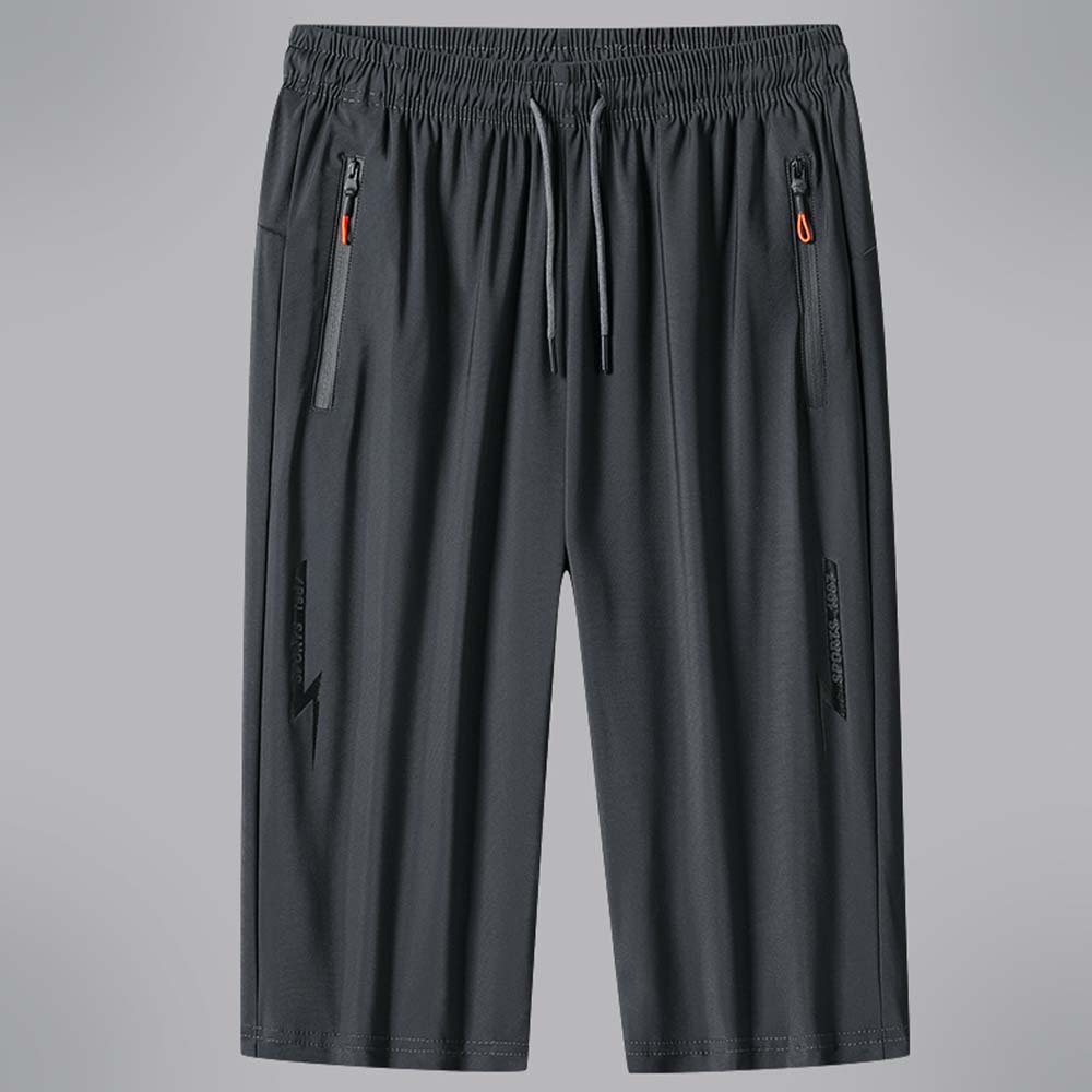 Pantalones deportivos casuales de talla grande rectos de seda de hielo elásticos finos para hombre