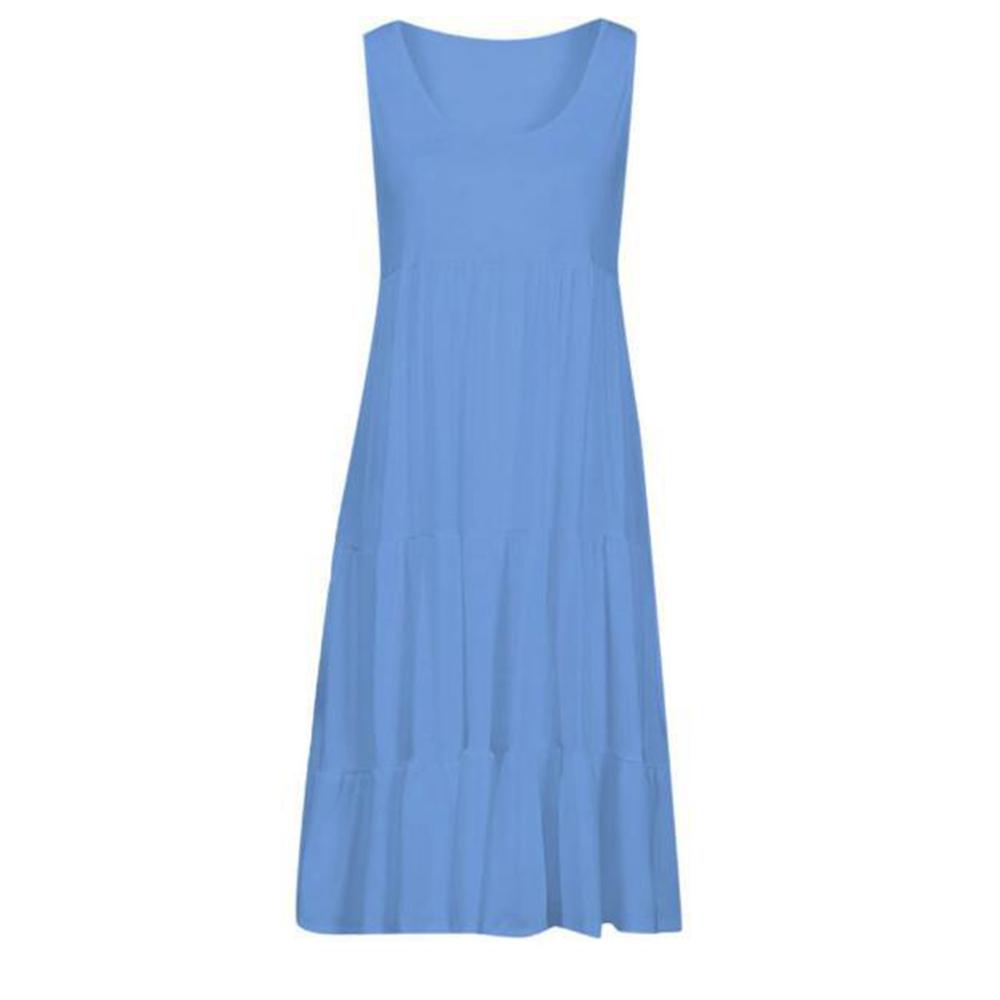 Olivoslindo Vestido de playa sin mangas con cuello redondo y empalme grande