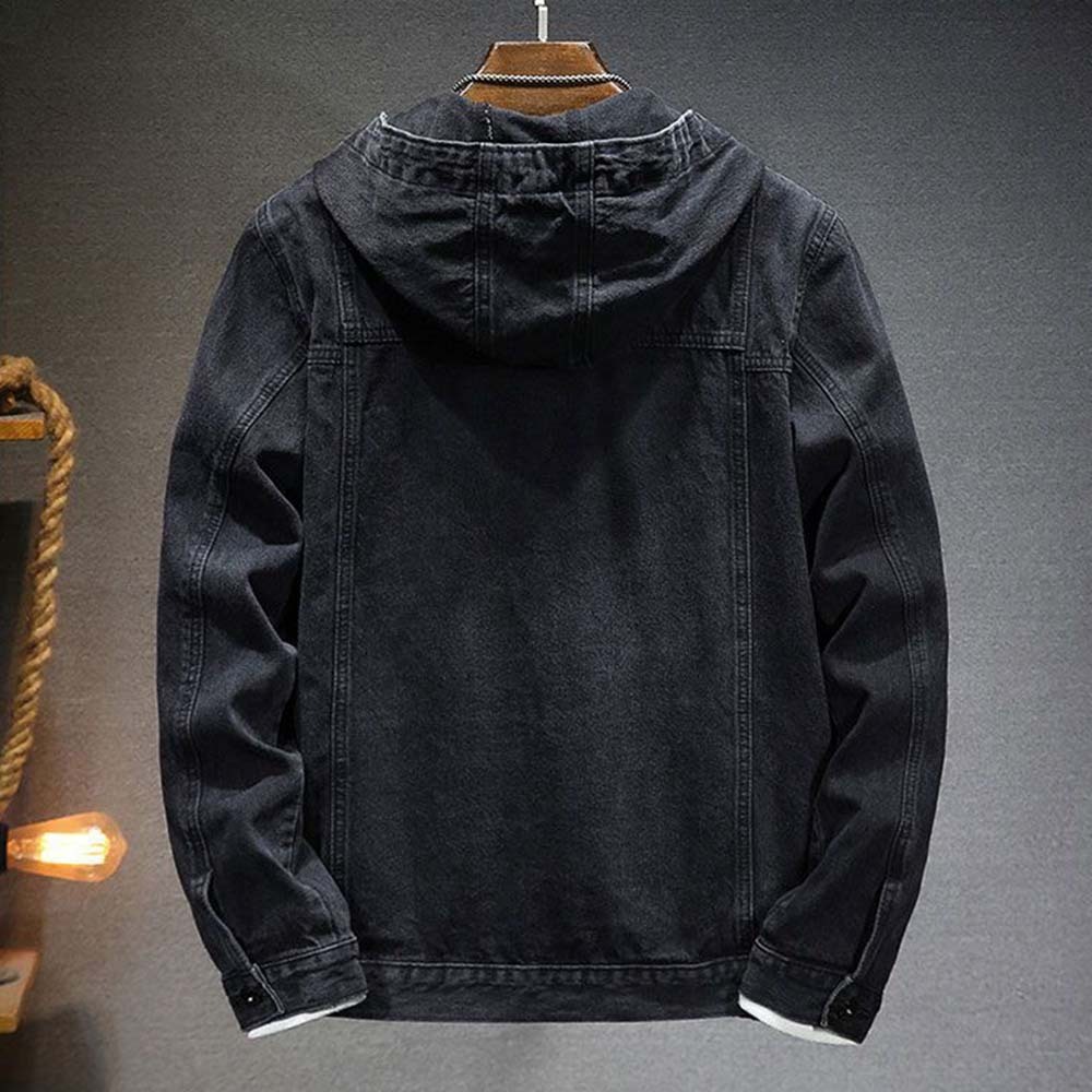 Men's Hooded Vintage Denim Jacket