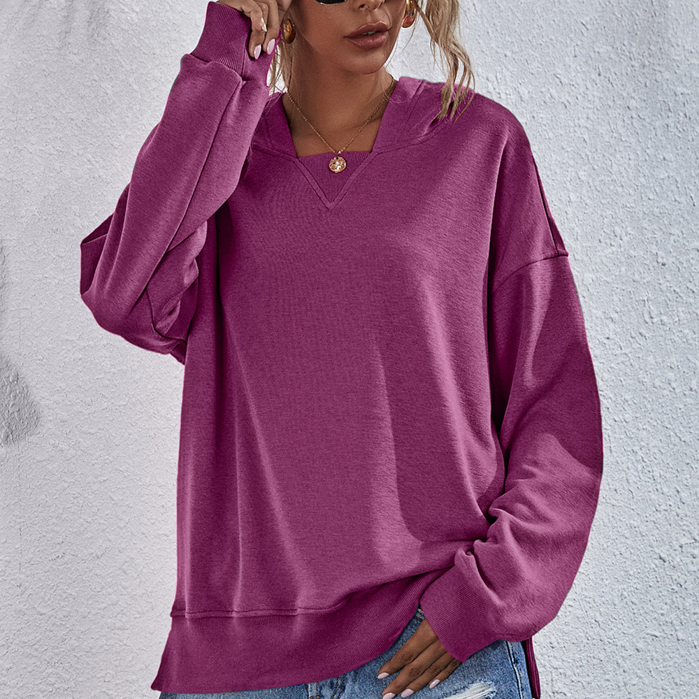 Olivoslindo Sudadera con capucha holgada con capucha de lana casual de color sólido para mujer