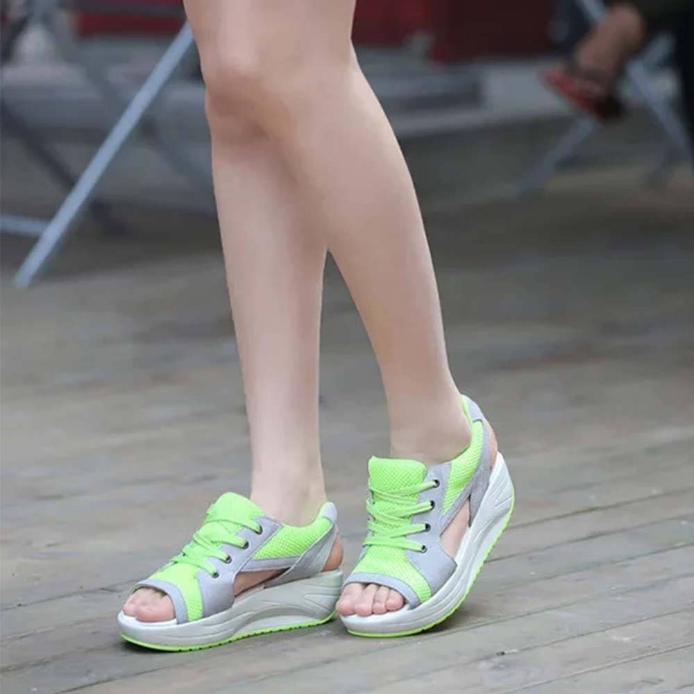 Sandalias deportivas transpirables de malla hueca para mujer