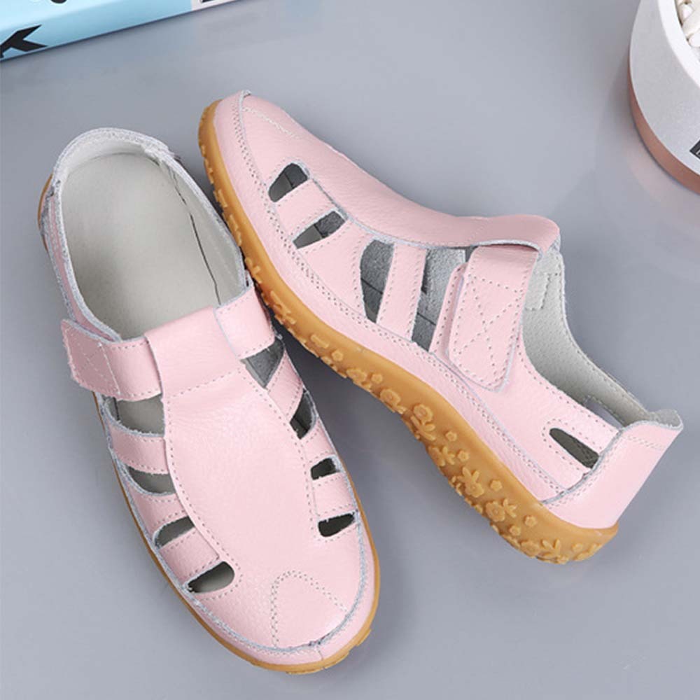 Sandalias de mujer de piel con suela suave y velcro transpirable