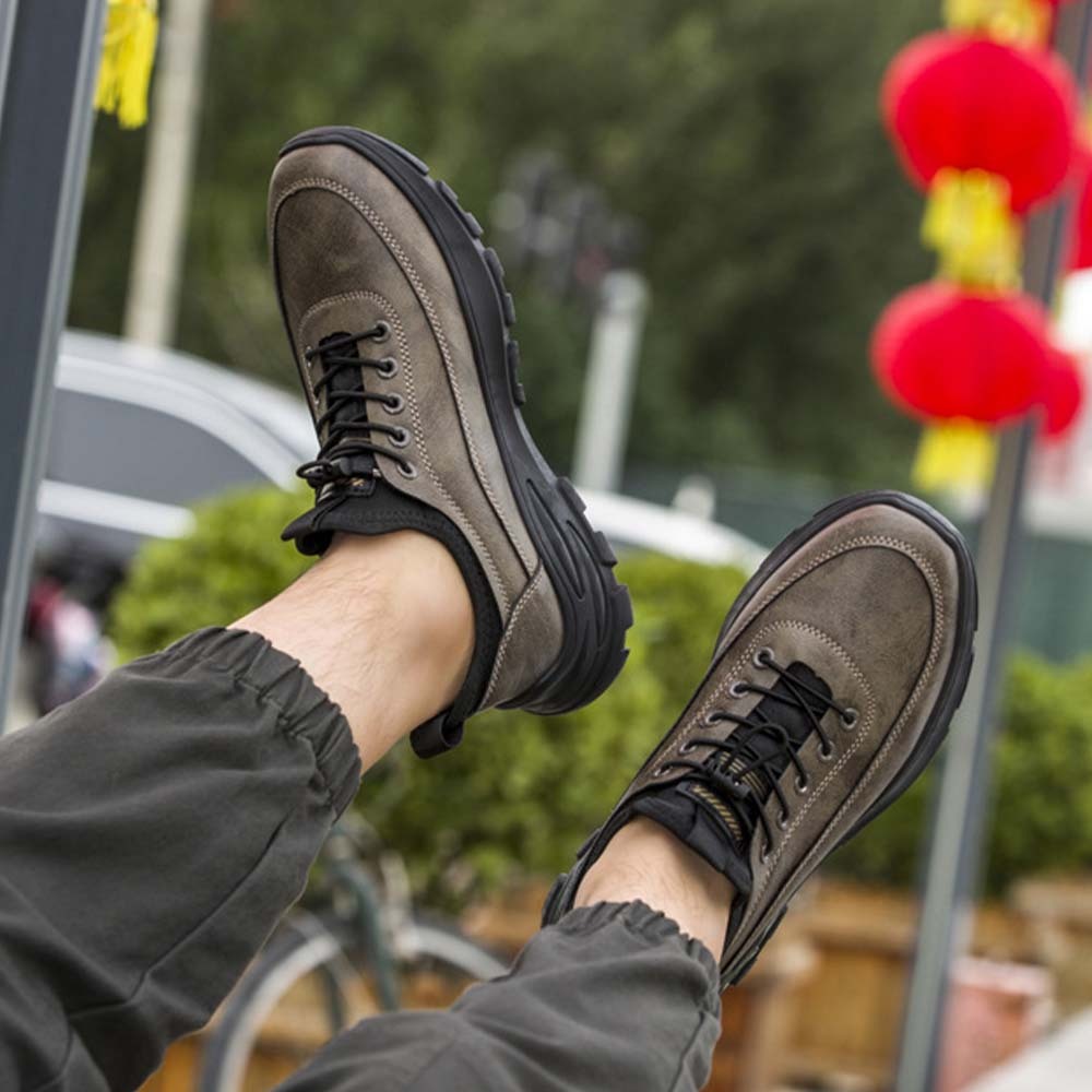 Zapatillas casual hombre de piel con cordones