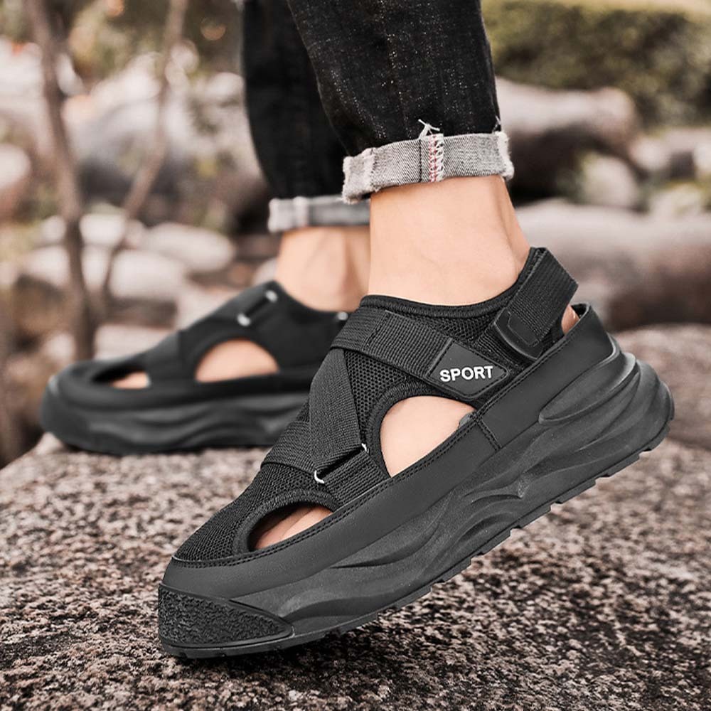 Sandalias deportivas con suela gruesa y velcro transpirable para hombre