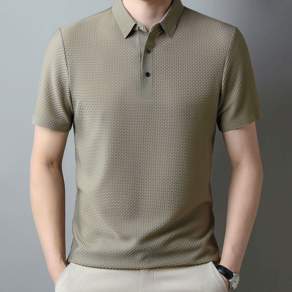 Sparkrhythm Summer new men's mesh ice silk solid color POLO shirt short-sleeved T-shirt