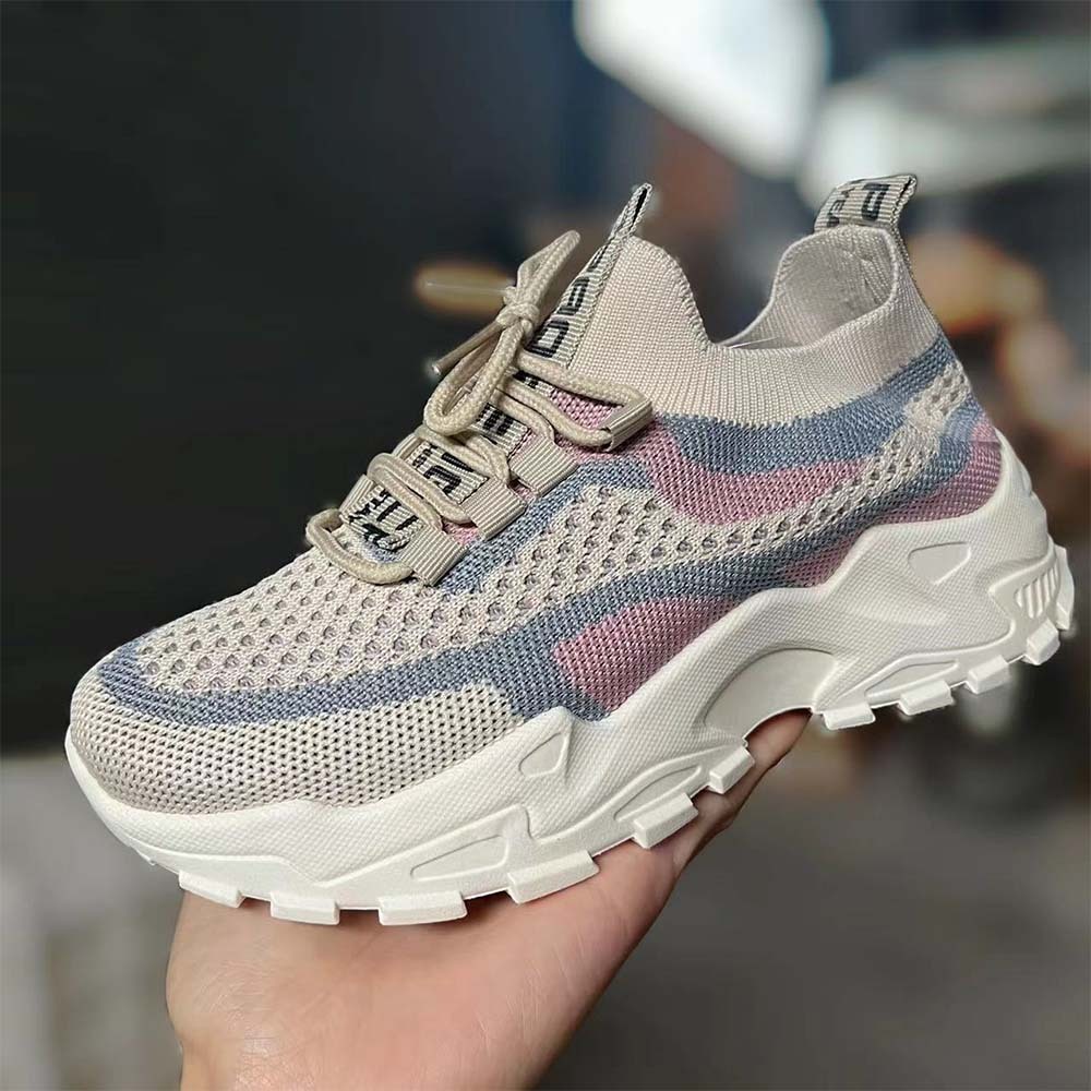 Zapatillas de deporte de suela gruesa de malla transpirable para mujer
