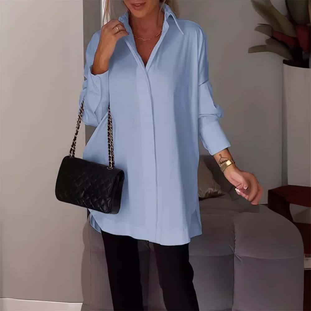 Hojanaranja Camisa de mujer de manga larga, suave y cómoda, con aberturas