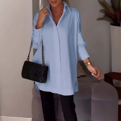 Hojanaranja Camisa de mujer de manga larga, suave y cómoda, con aberturas