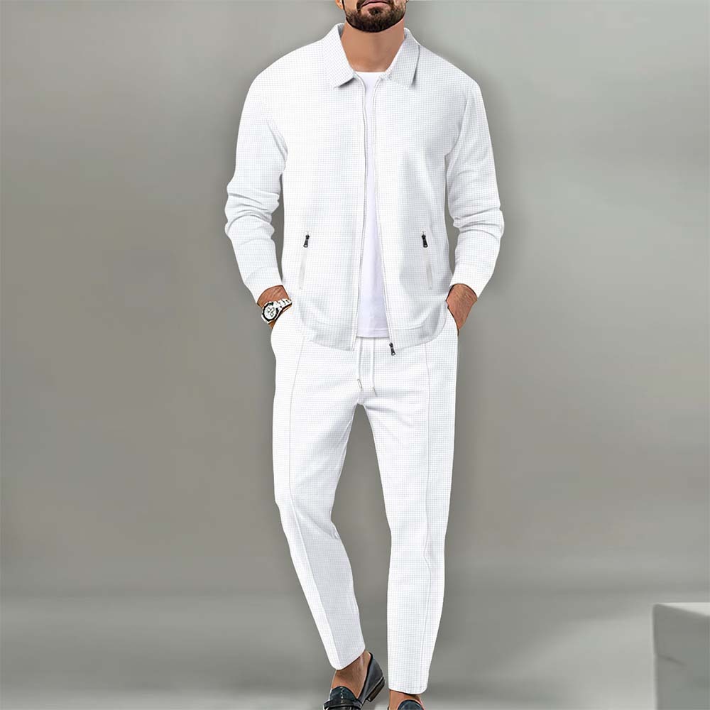Smiledeer Men's new waffle casual sports 2-piece set