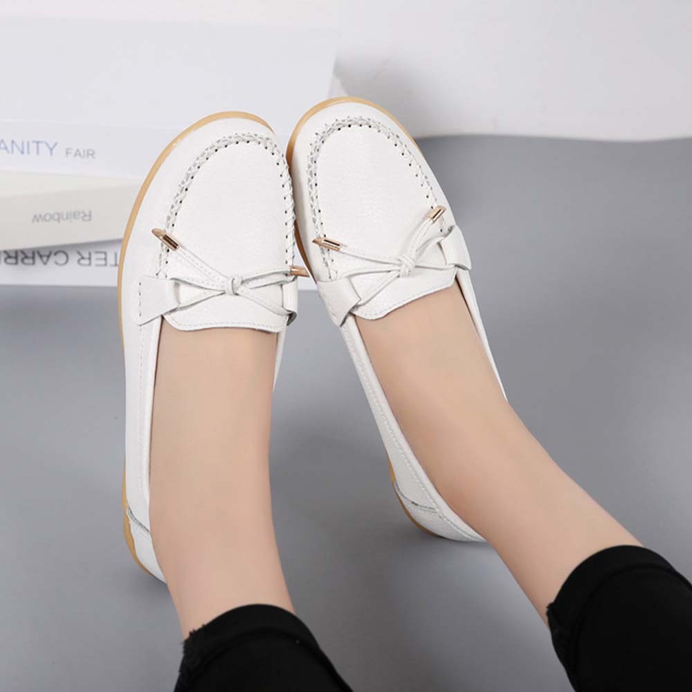 Mocasines de cuero con suela suave y transpirable para mujer Zapatos casuales