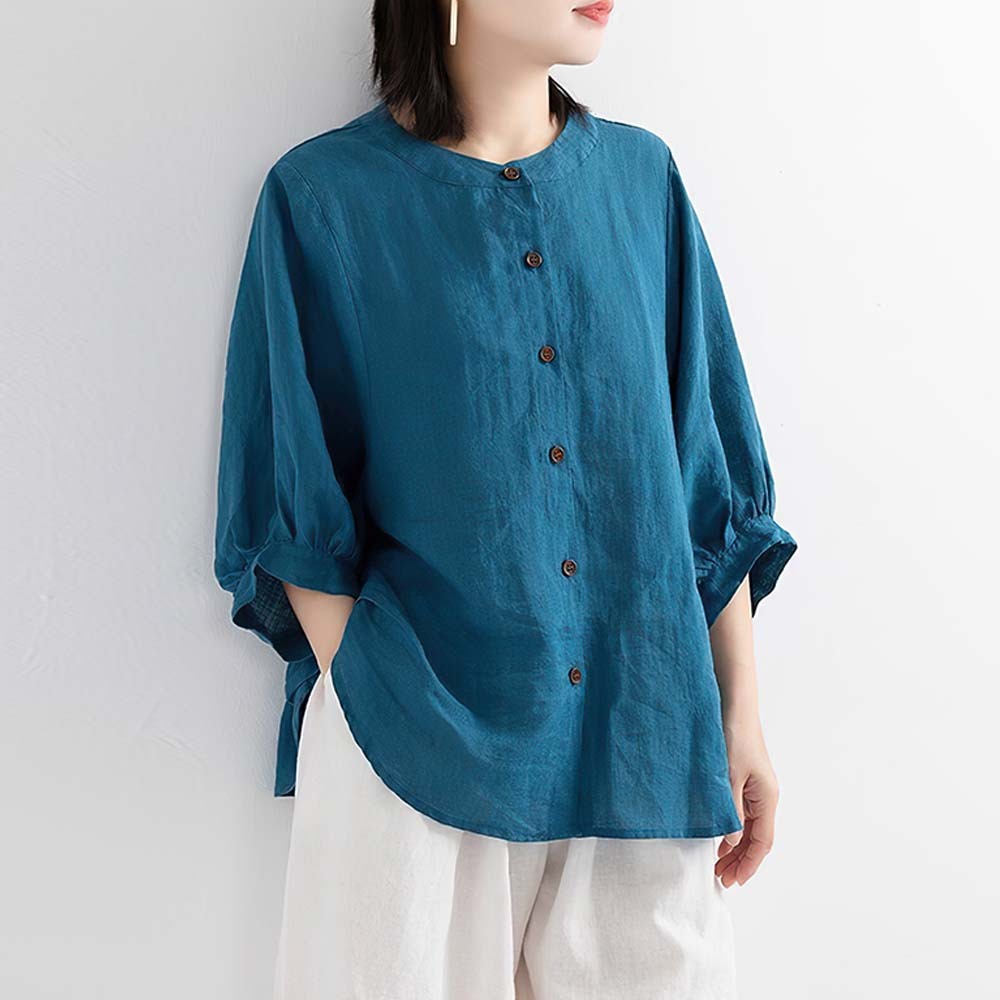 2024 nuevas camisas sueltas de algodón y lino para mujer