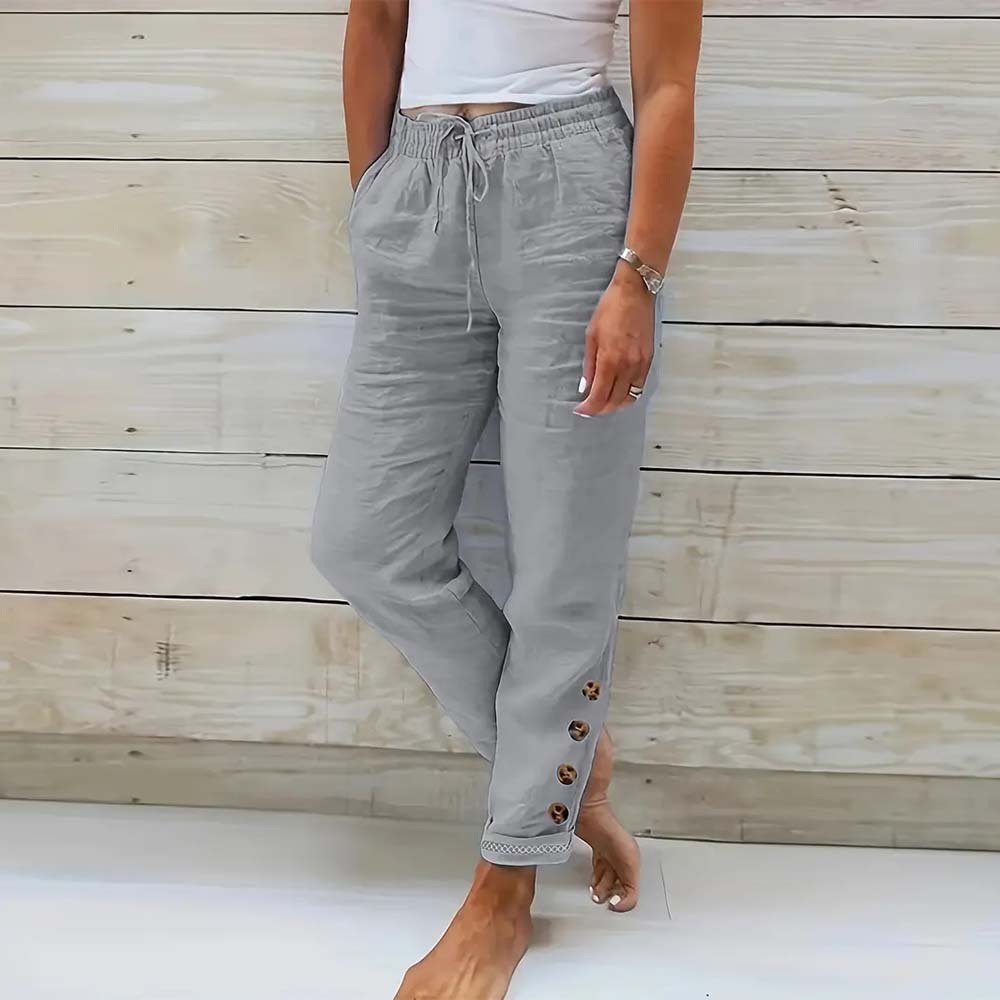 Spring Women's Slim Button Casual Pants