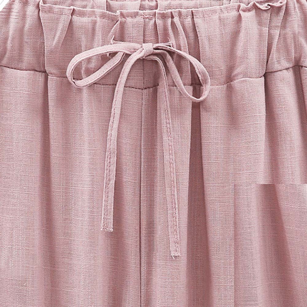 Pantalón de mujer holgado de algodón y lino, ligero y transpirable