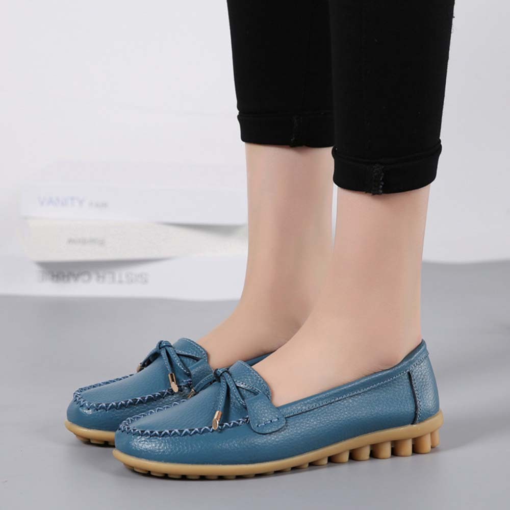 Mocasines de cuero con suela suave y transpirable para mujer Zapatos casuales