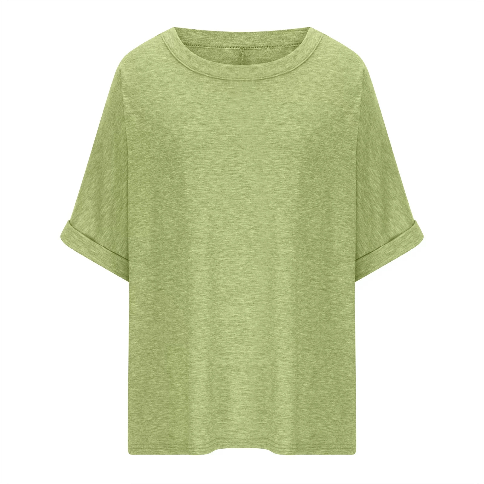  HojanaranjaWomen's versatile solid color loose short-sleeved T-shirt