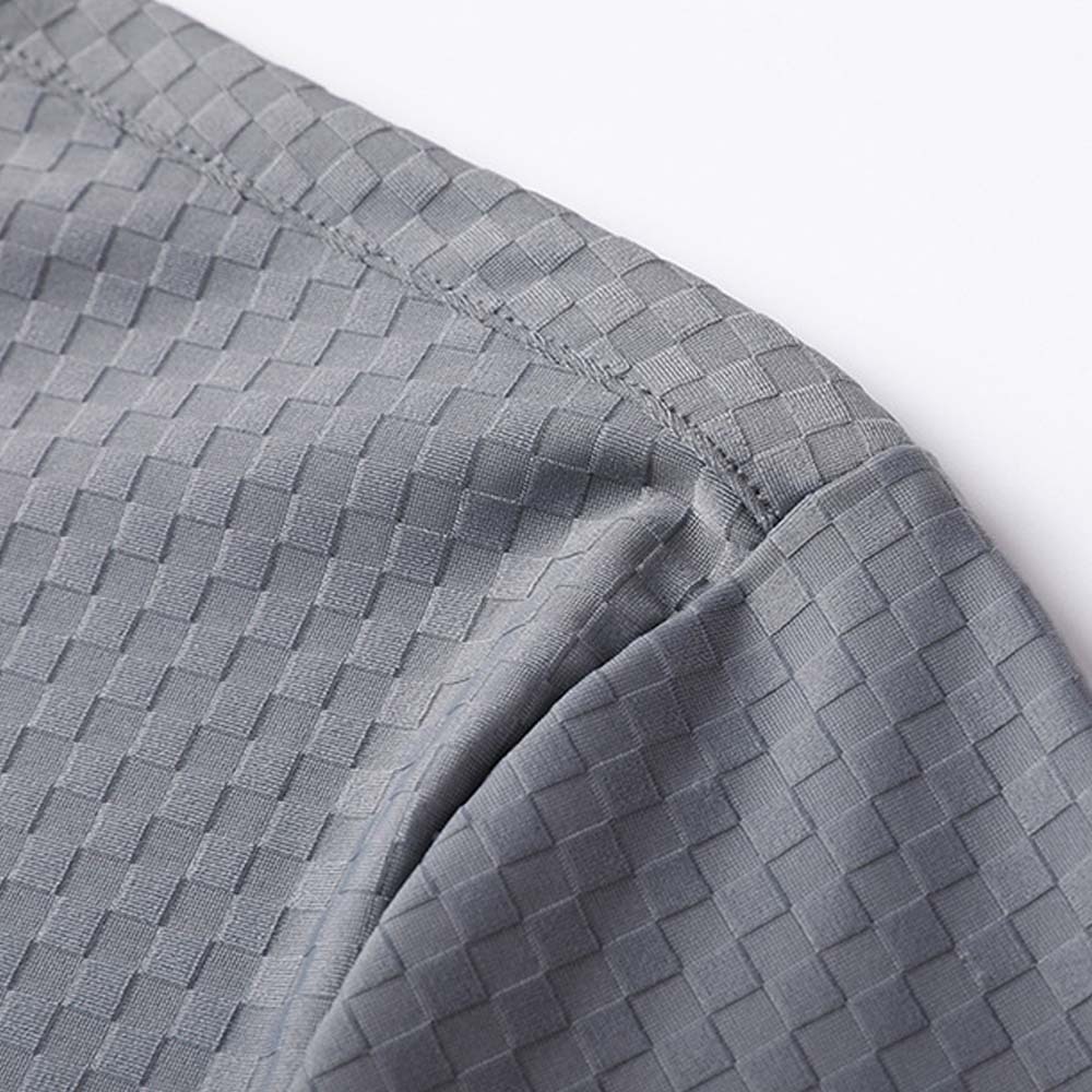 Hojanaranja Polo de manga corta a cuadros elásticos de color liso para hombre