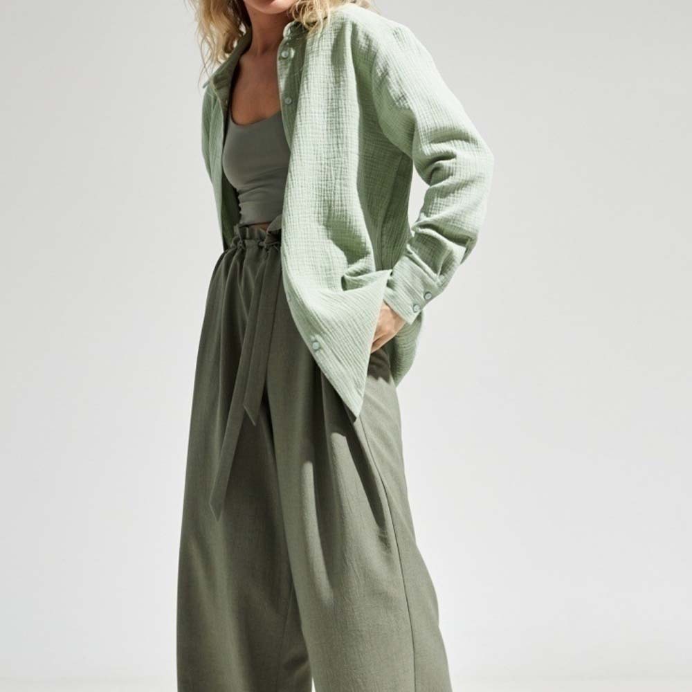 Camisa cómoda de manga larga de algodón para mujer